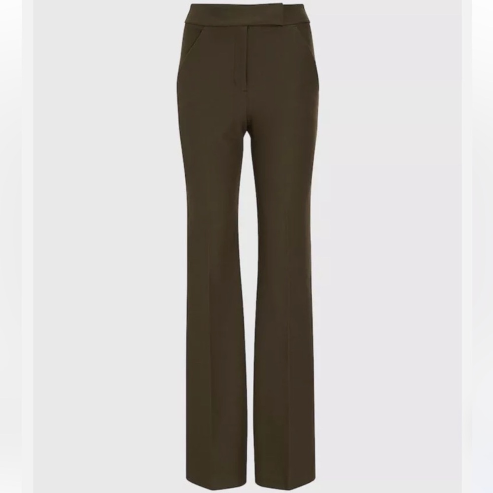 Express Super High Waisted Flare Trouser Pant - 12 Regular - Military Green